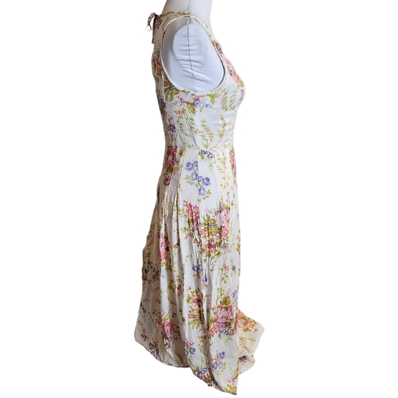 Lauren Conrad LC Floral Print Maxi Long Dress Size 4 Keyhole Back Fairy Feminine - Picture 4 of 16